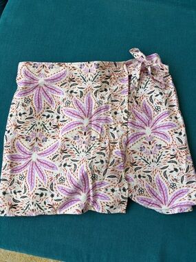 LOFT Floral Wrap Skort in Pink and Cream